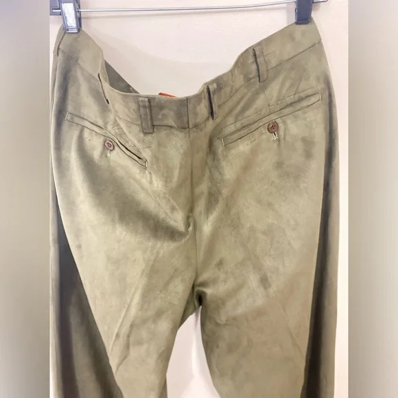 New Vintage CREME DE SILK Olive Green Poly & rayon Mix Pant Mens Size L Waist 36